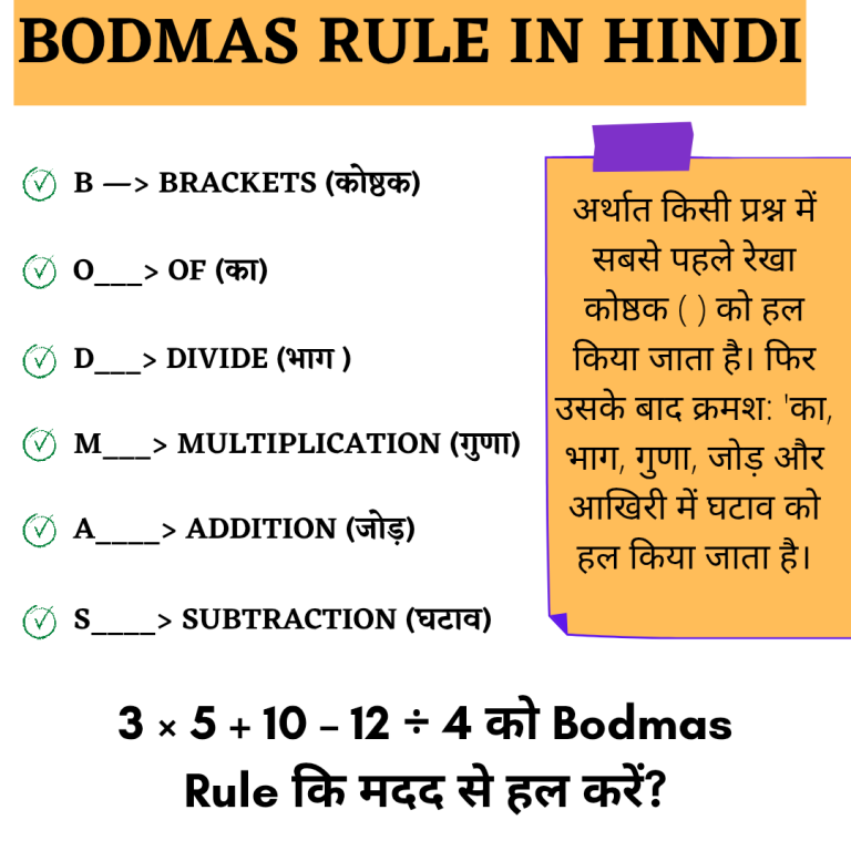 Bodmas rules in Hindi